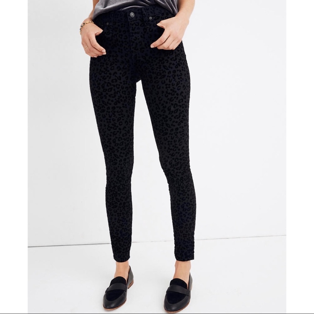 Madewell 9" Mid-Rise Skinny Jeans Flocked Leopard